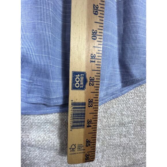 Peter Millar Men’s XL Blue Mini Check Long Sleeve Button Front Dress Shirt Golf - Picture 6 of 7